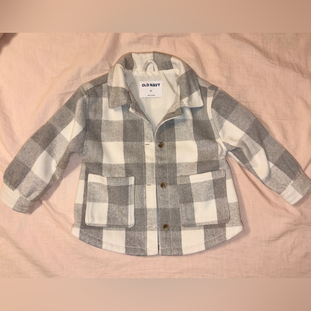 Old Navy toddler Gray and White checkered coat